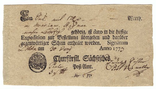 Sachsen postschein döbeln - ad,