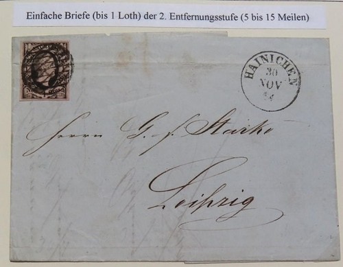 Sachsen 1854 brief hainichen - sachsen,