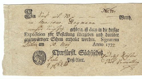 Sachsen postschein döbeln - ad,