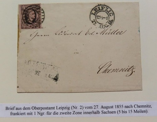 Sachsen 1855 brief leipzig - brief,